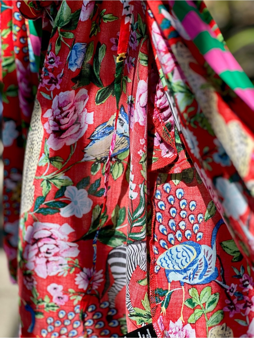 Room Service Safari Floral Kimono Robe NWT Medium Rayon Belted - Picture 6 of 11